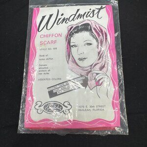 Vintage 1950's Betty Dain Red Windmist Chiffon Scarf Style No. 508 New Sealed